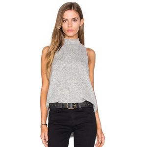 McGuire Denim Alessia Sleeveless Mockneck Tank Top Heather Gray Small